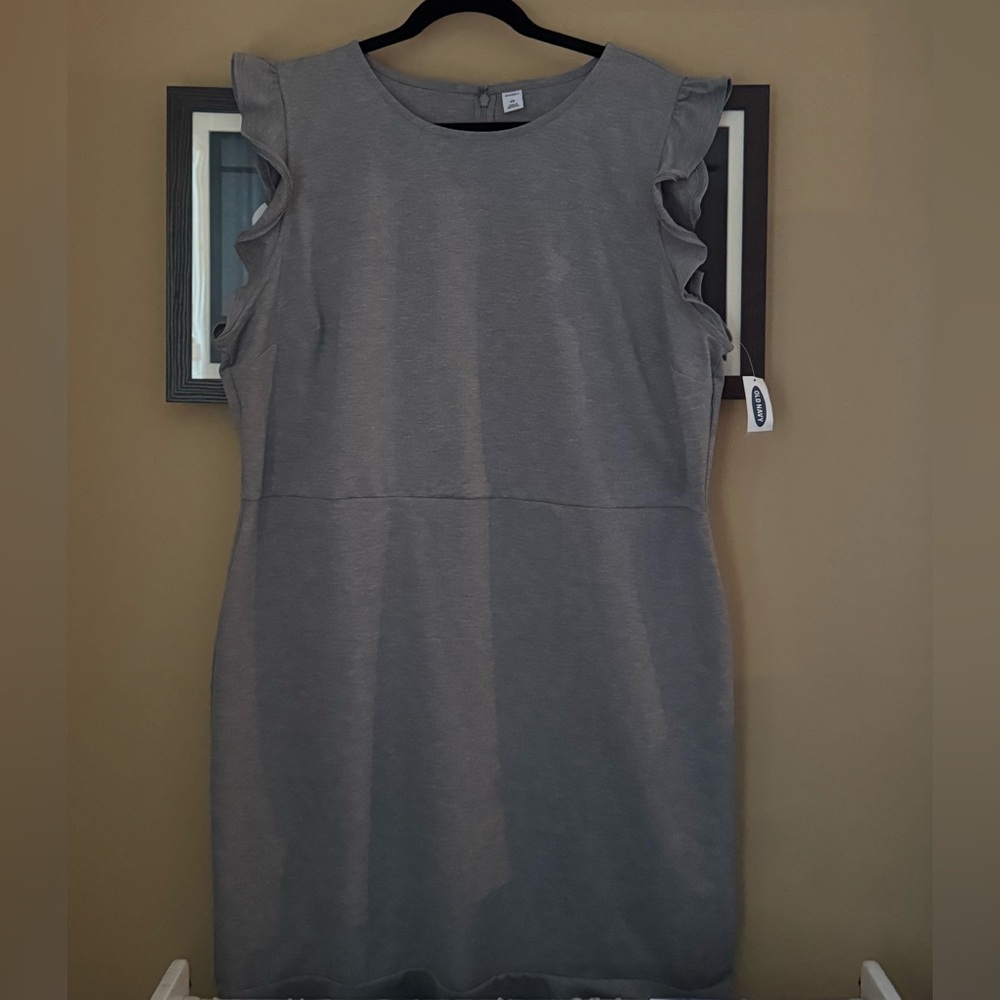 Old Navy Gray Ruffle Sleeve Dress
